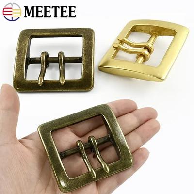 Meetee 40mm Men Retro Belt Pin Buckles Pure Copper Waistband Double Needle Clasp Webbing Adjuster Buckle Sewing Accessories
