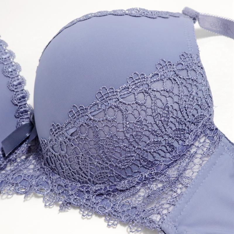 Damen Übergröße Dünner Geformter Cup Push-Up BH Sexy Schleife Spitze Büstenhalter Bequem mit Bügel-BHs-16006