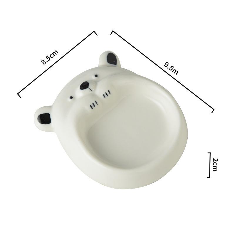 Ceramic Dog Shaped Small Flavor Dish Household Dish Dipping Sauce Underglaze Color Cute Cartoon Seasoning Dish Decorative Dish