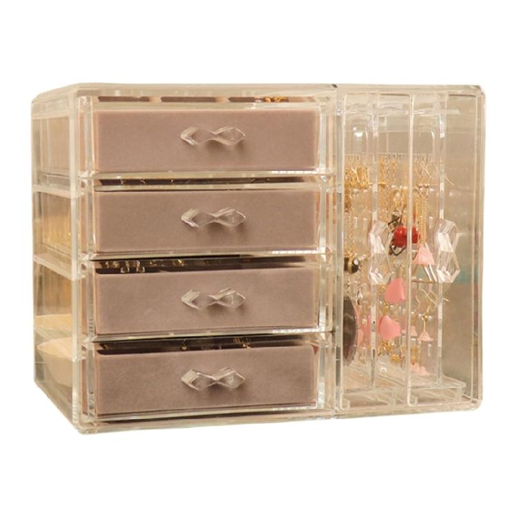 Elegancki organizer na biżuterię z 5 szufladami Przezroczysta plastikowa szkatułka na kolczyki, pierścionki i naszyjniki Rozwiązanie do przechowywania