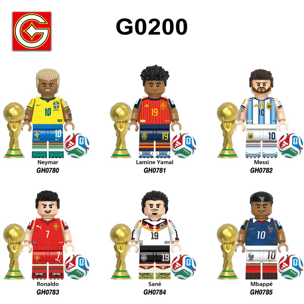 G0200-0201 Giocatore di Calcio Blocchi da Costruzione Figura Modello Action Figure Giocattolo da Assemblare Decorazione Ciondolo Insaccato