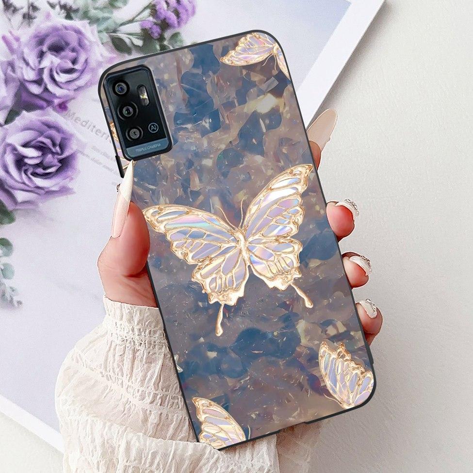 Für ZTE Blade A51 Hülle Für ZTE Blade A71 Case A7030 Luxus Schmetterling Liebe Süße Katze Cool Hübsch Löwe Bemalt Schwarzes Silikon