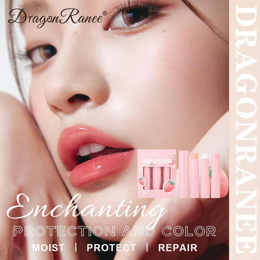 3 Strawberry Lipstick Set, Color-Changing Lipstick, Moisturizing, Long-Lasting Pink, Waterproof Lipstick, Pouty Lipstick Set