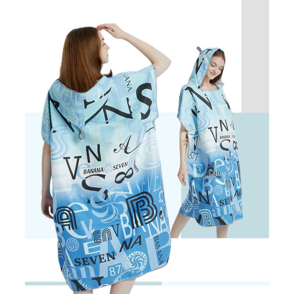 

Floral Hooded Washable Microfiber Towel Poncho for Bath, Beach, and Pool 90x110 cm