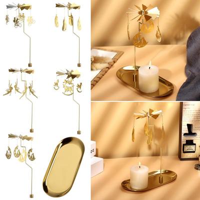 Romantic Home Decoration Metal Tealight Candle Holder Rotating Spinning Candlestick