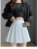 Women's Summer High Waist Pleated Mini Skirt - Striped A-Line College Style