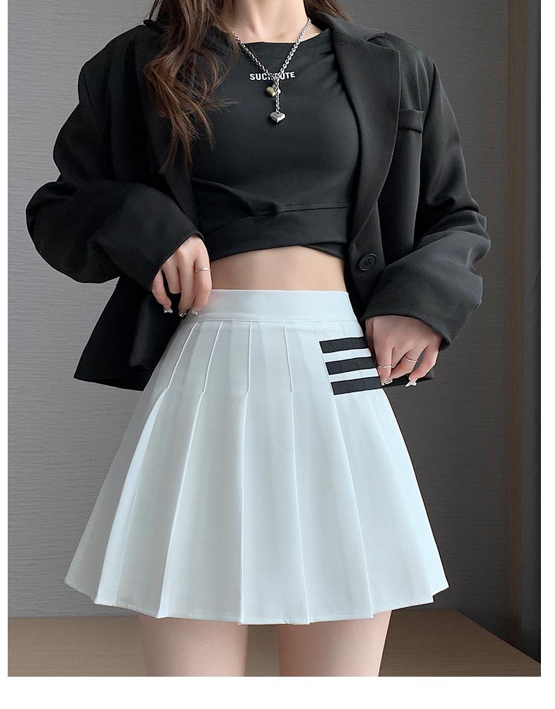 Women's Summer High Waist Pleated Mini Skirt - Striped A-Line College Style