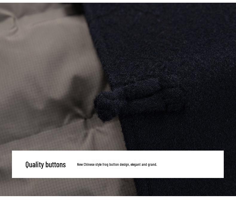 Men's Retro Double-Sided Nylon Down Tang Suit Coat with Stand Collar and Frog Buttons