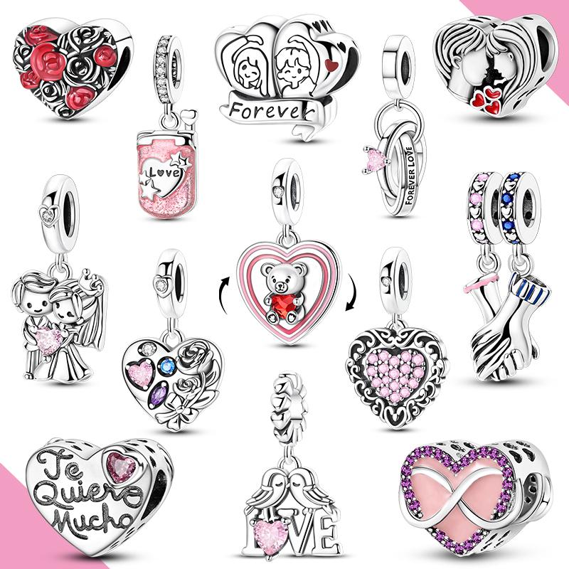 Copper Charms Beads Affection Love Valentine Pendant Fit Original Bracelet Diy Woman Gift Jewelry