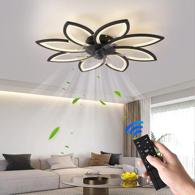 Lámpara de Techo LED Pétalos Ventiladores de Techo Con Luz Lámpara Ventilador de Mesa de Comedor de Dormitorio Luminaria con Mando a Distancia