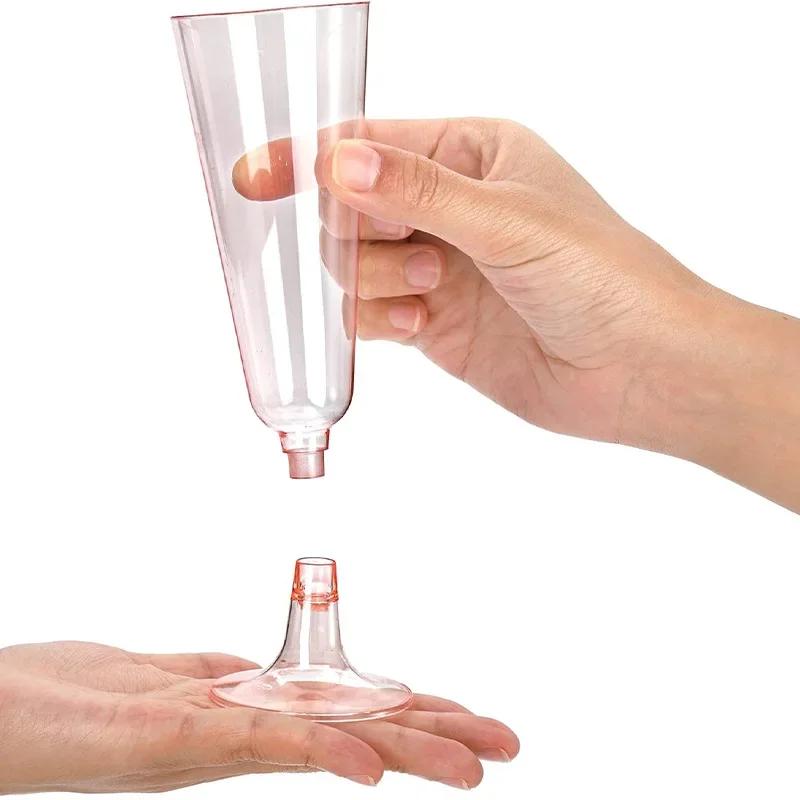 25Pcs Champagne Cups Disposable Plastic Goblet Clear Cocktail Cups Wine Cup Wedding Toasting Party Bar Home Drinkware Supplies
