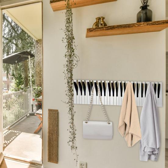 Piano Houten Kapstok Opberghaak Creatieve Vorm Sterk Draagvermogen Muur