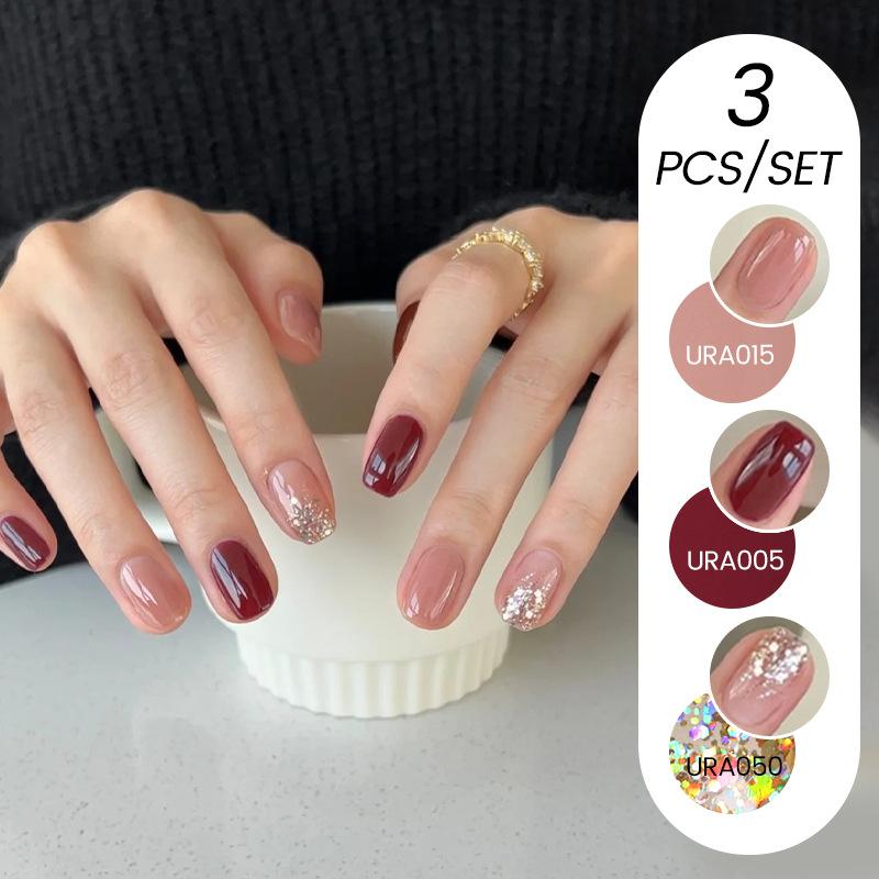 3Pcs Nail Polish Glue Set, Solid Color Glue Glitter Sequins Phototherapy Nail Polish Glue