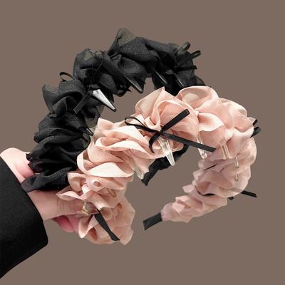 Mode Süße Schleife Band Haarreif Gefalteter Gezahnter Schlichter Stirnband Hohes Oberkopf-Design Koreanischer Stil Stirnband Haarschmuck
