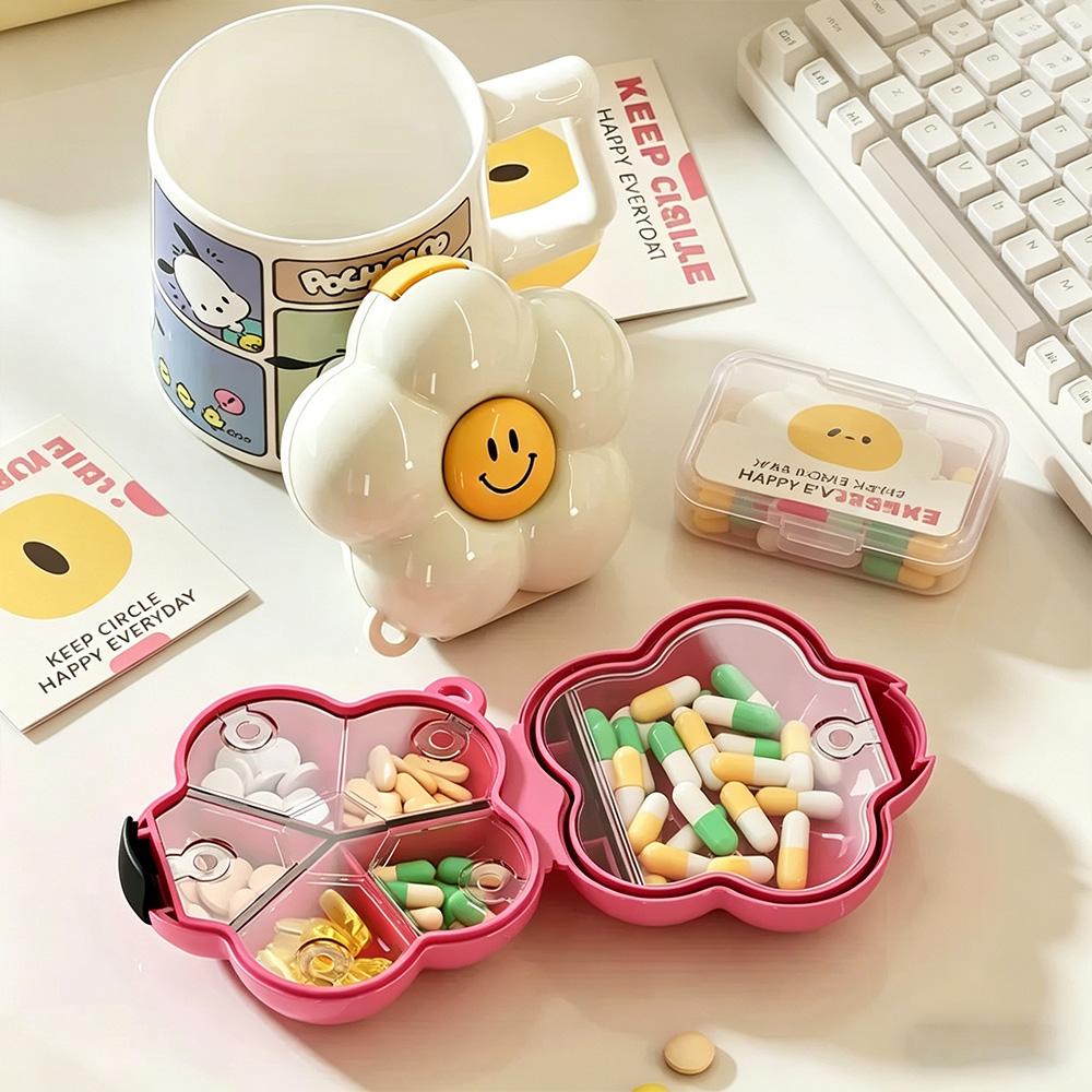 Mini Portable Dopamine Flower Pill Box Sealed Moisture-Proof Travel Medication Case