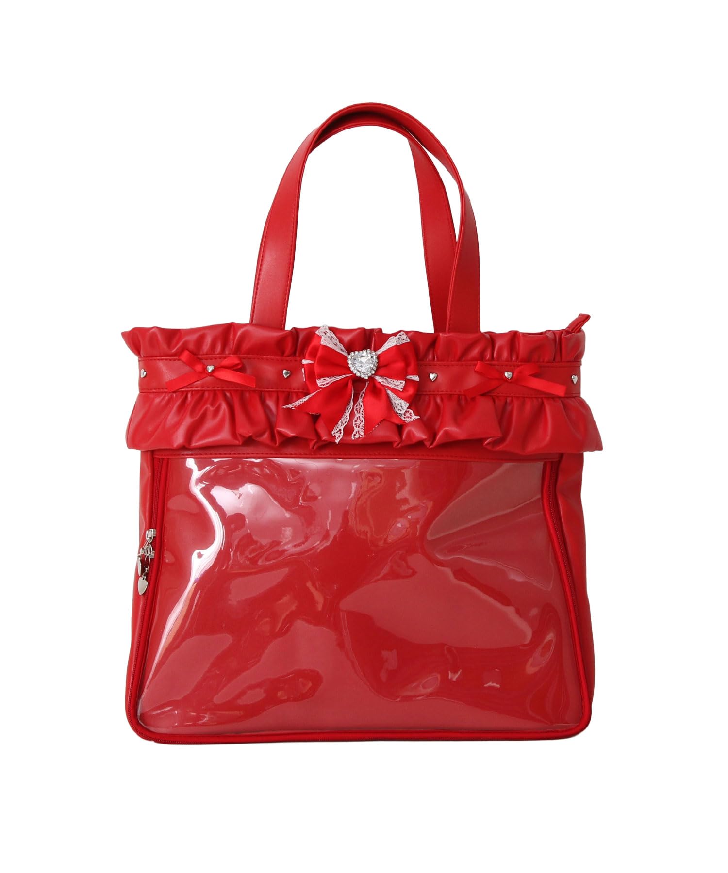 

Yume Tembo Handheld Frill Sparkle Heart Jeweled Ita Bag, Women s, Red