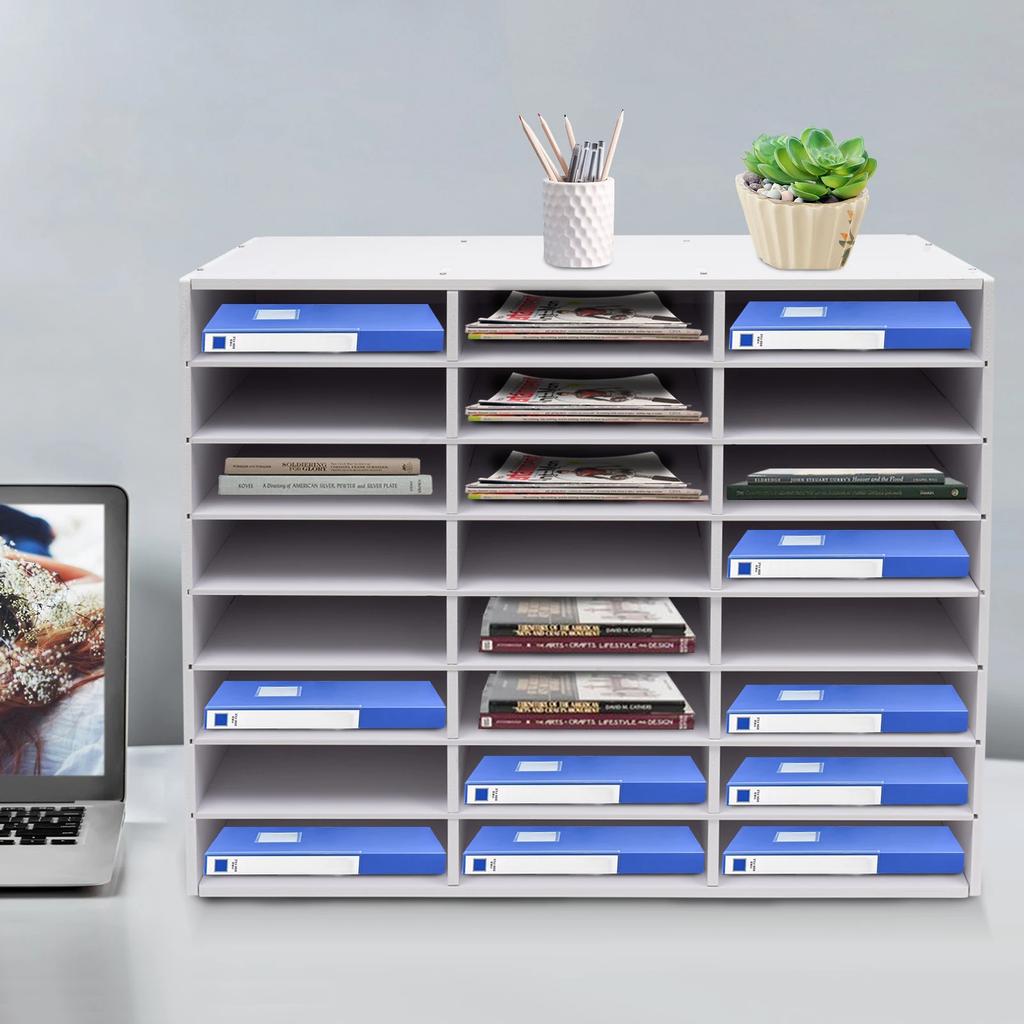 24-slot mail organizer, paper sorting rack, suitable for classroom cubbyholes, office, home, and school use (white)