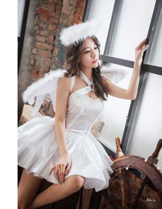 Anna Mu Angel Fairy Feather and Headband Size Z2030 Cosplay, Goddess, Dress, Ring, Set, Sexy, Sexy, Extreme, Halloween, White, M,