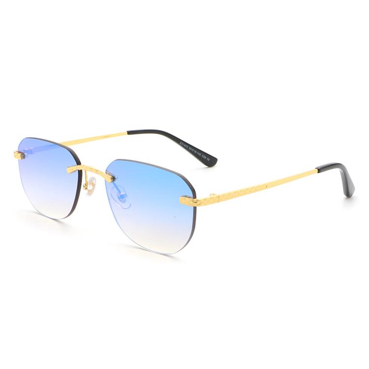 New Arrival Small Gold Frame Sunglasses Women Trendy Rimless Square Gradient Sunglasses