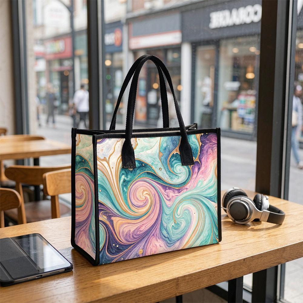 Fantasy Swirl Print Tote Bag Fashion Portable Daily Use Shoulder Bag For Ladies Shopping Commute Handbag