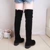 2024 Ladies Shoes Square Low Heel Women Over The Knee Boots Black Round Toe Woman Motorcycle Boots Dfc45