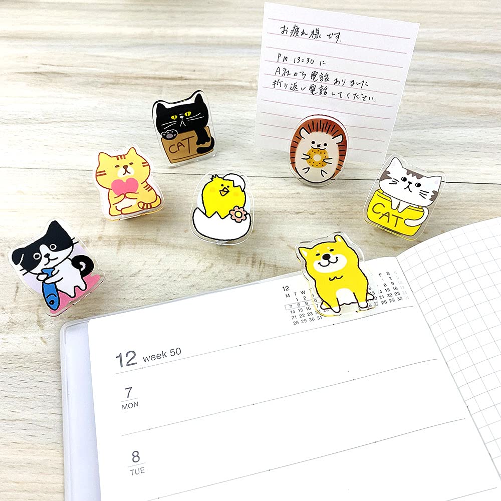 Pine Book 2-Way Clear Clip - Calico Cat & Tabby Cat 2 (3.5 x 3 x 2 cm) FC00079
