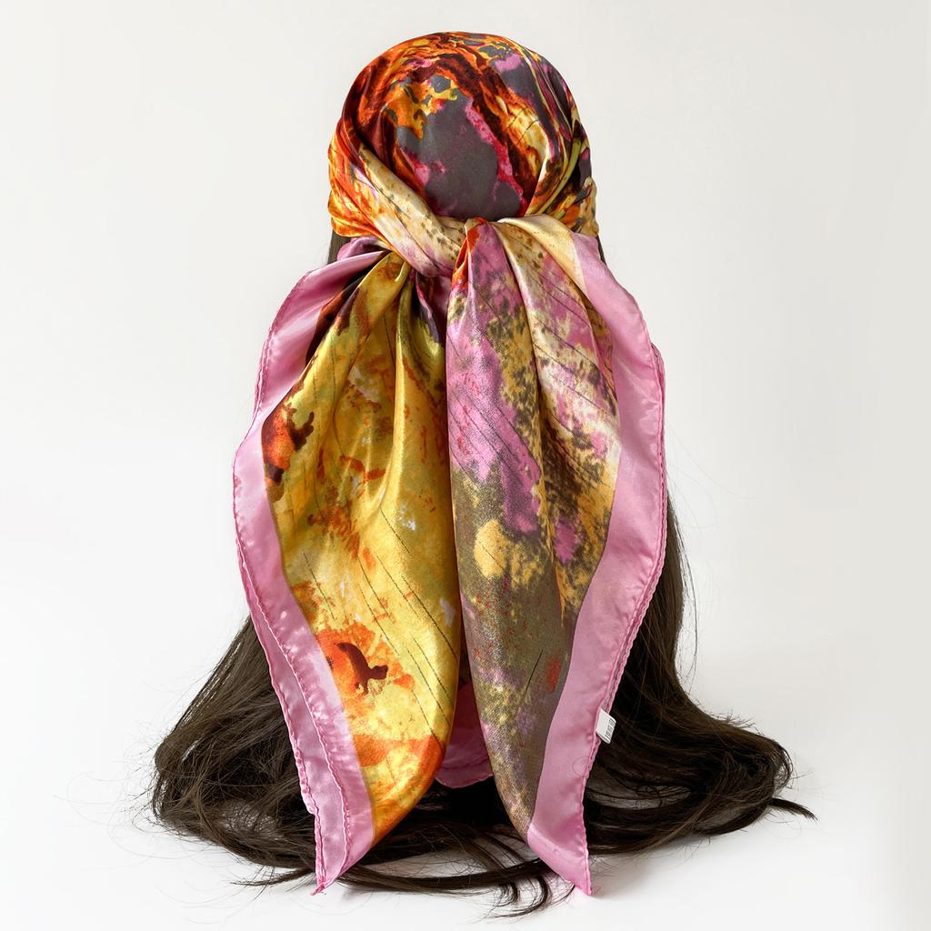 Simulation Silk Satin Printing Square Scarf Silk Scarf Head Scarf Chest Wrap Scarf Shawl Scarf Customization
