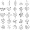 5pcs DIY Leaf Flower Charm Stainless Steel Charms For Jewelry Making Supplies Bulk Silver Color Pendant Women/Men Accessories