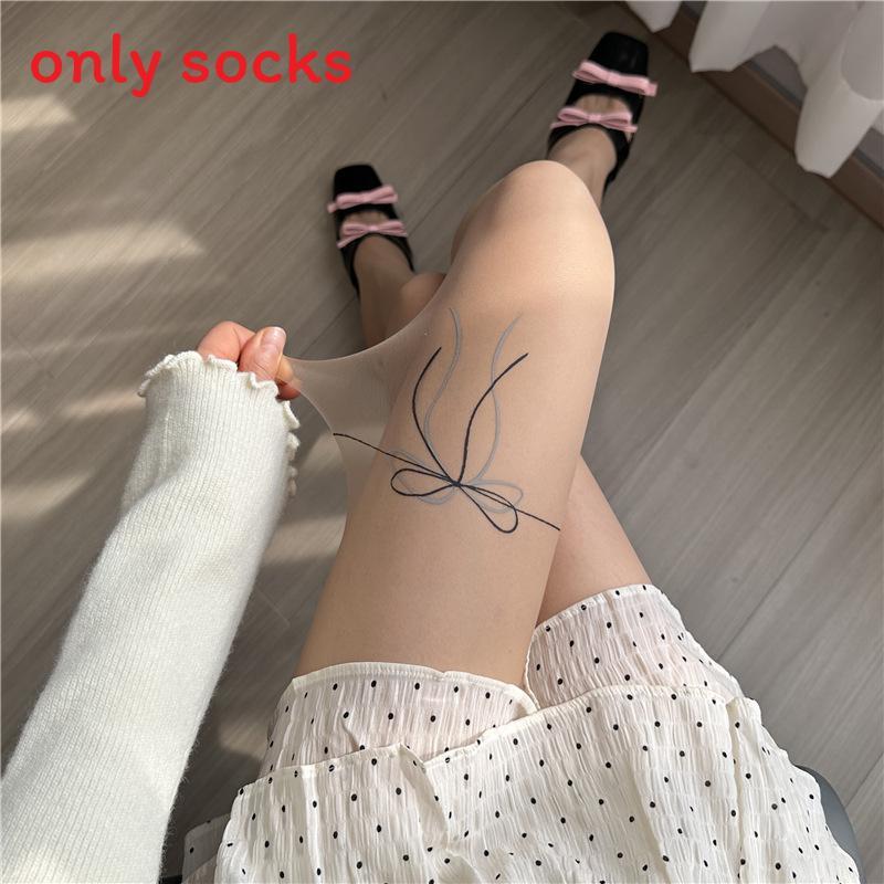Nude Butterfly Knot Tights With Antisnag Nylon For Women Summer Wear
