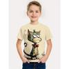 Nuovi Vestiti Cartoni Animati Gatto Estivi 2025 per Bambini, Maglietta Stampata Gatto 3D, Vestiti a Maniche Corte per Bambini, Moda Bambini T-s