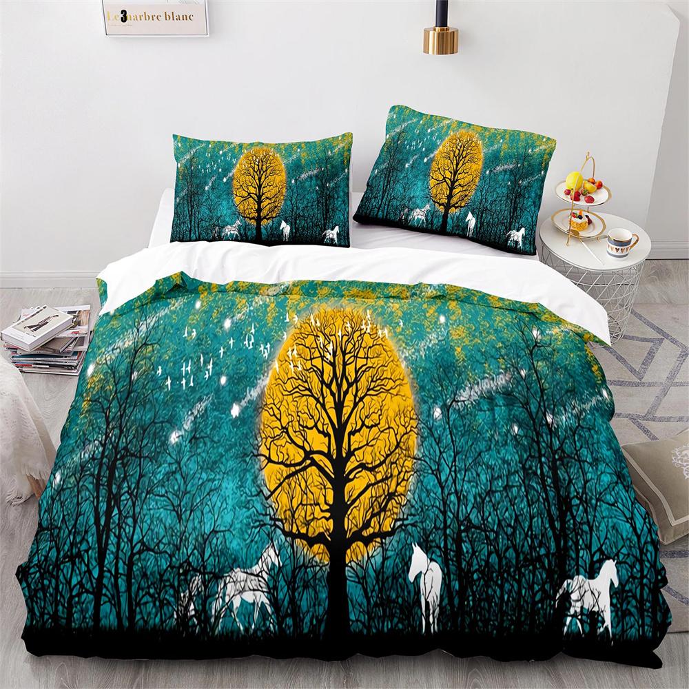 Oil Painting Duvet Cover Set Colorful Paint Of Flowers Cloud For Kids Boys Teen Decorative Polyester Bedding Set With Pillowcase
