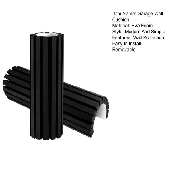2Pcs Garage Wall Protector Black EVA Foam Garage Wall Bumper Cushion Self-adhesive Parking Lot Column Pole Corner Guard Shock Absorbing Padding