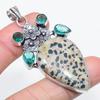 Natural Dalmation Jasper, Topaz 925 Sterling Silver Jewelry Pendant 2.48" G9s15
