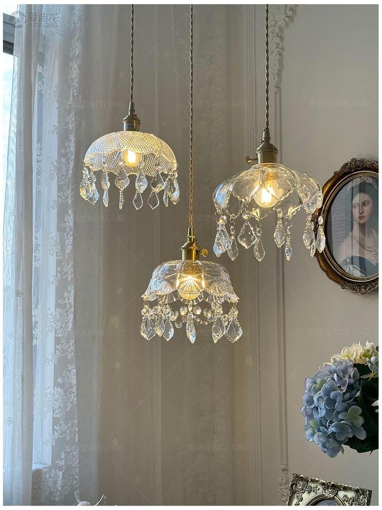 American Retro Crystal Chandelier for Hallway, Bedside, Balcony, and Cloakroom.