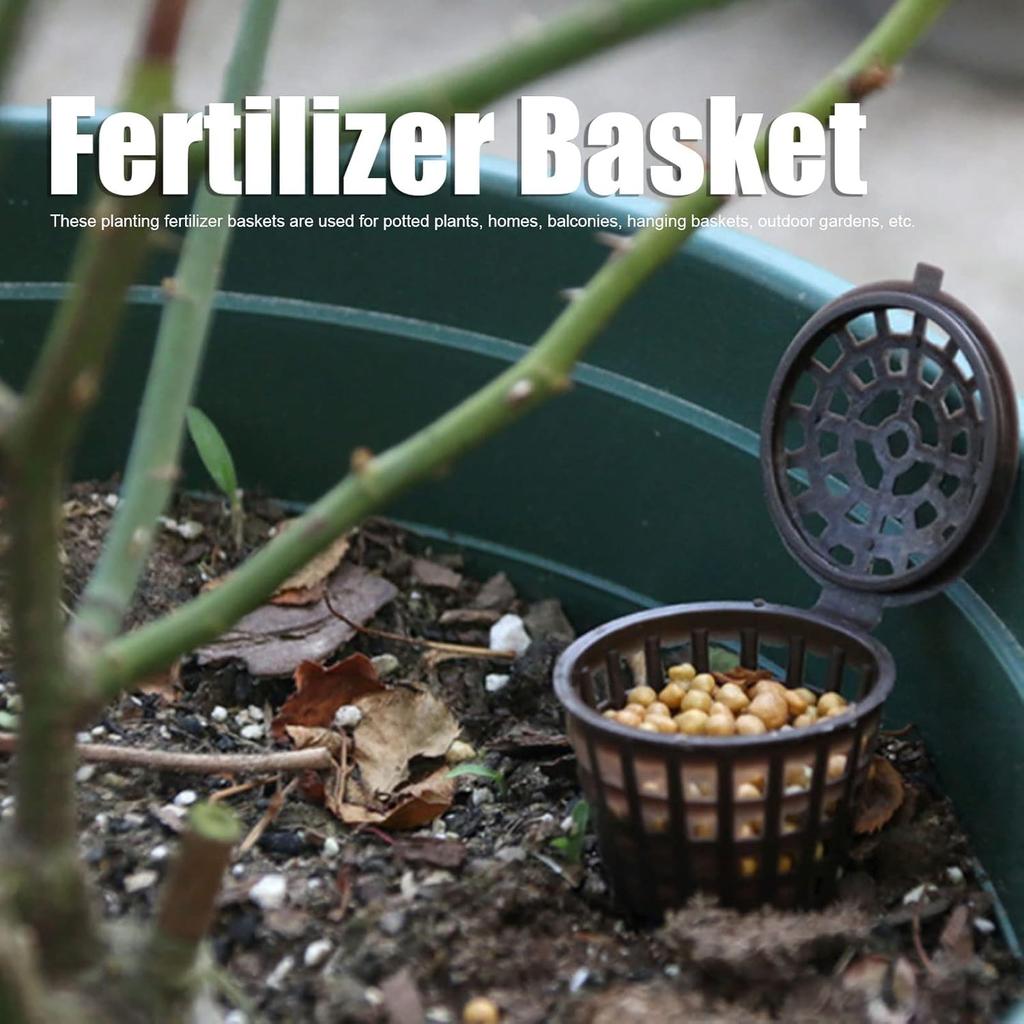 50Pcs Bonsai Fertilizer Baskets, 1.6 x 1.1in Plastic Fertilizer Mesh Basket Garden Nutrition Cups Slow Release Fertilizer Container for Succulent