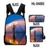 Iconic Distinctive Black Rock Shooter 3D Design 3pcs/Set Learner Bags Everyday Laptop Everyday Backpack Sling Carry Tote Pencil Pouch