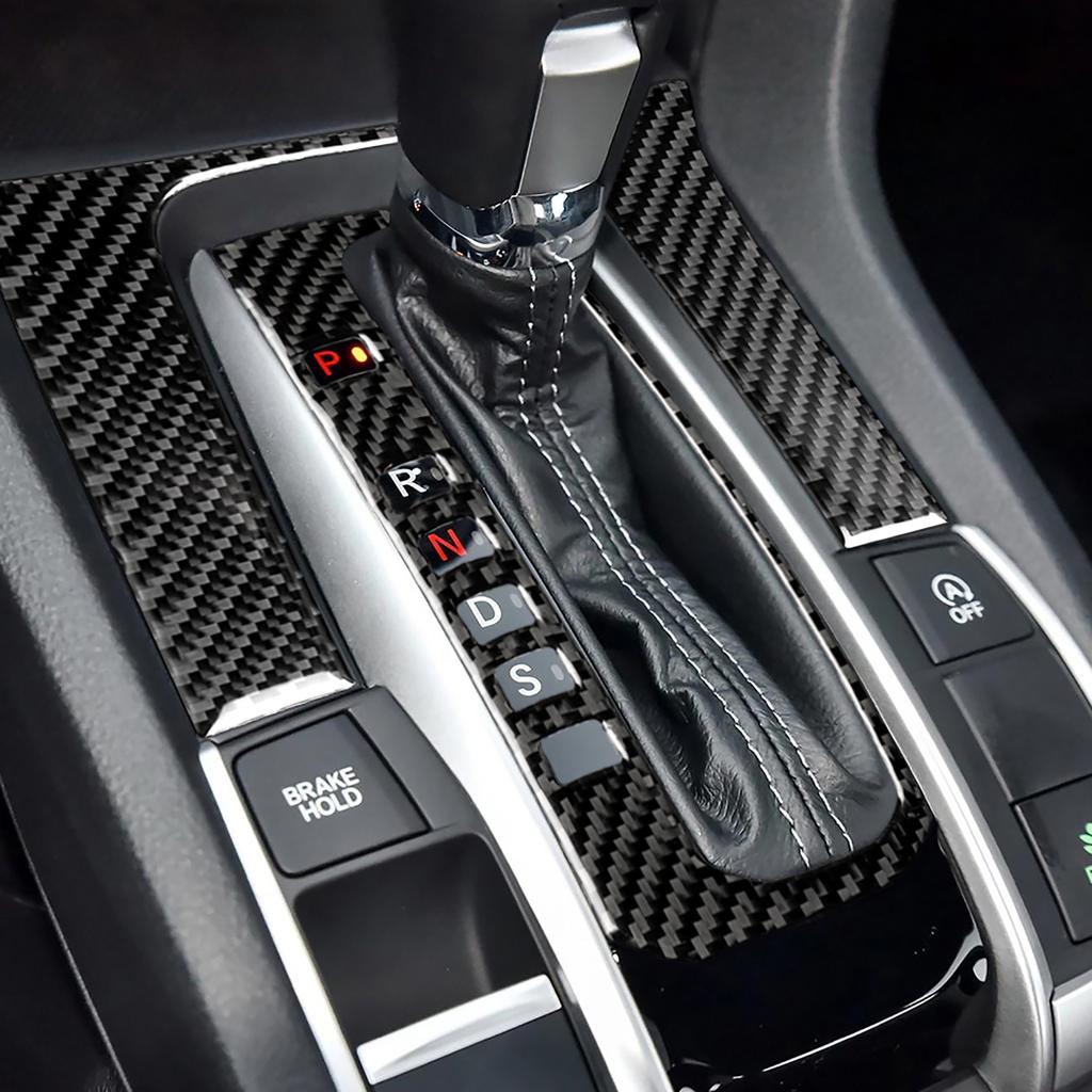 2 st äkta kolfiber växelspaksknapp panel dekorationsram passar för Civic 10:e FC FK 16-19