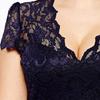 Summer Women See-through Lace Patchwork Mini Dress V-Neck Short Sleeve Slim Fit Plus Size Party Dress Female Clothing