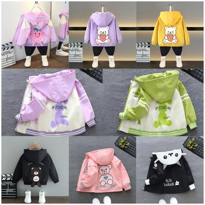 Loose Casual Hooded Rushing Coat Boys and Girls Jacket Spring Ball Thin Section of The Middle and Large Children Jacket Children's Outside