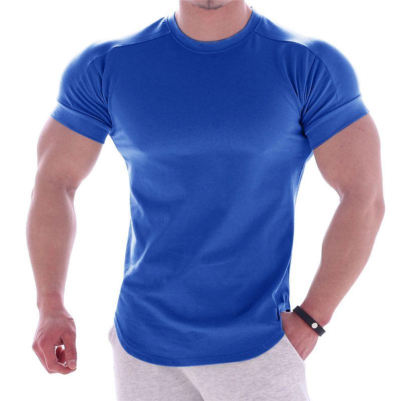 Sports T-Shirt Men's Short Sleeve Silm Fashion T-shirt Curved Hem Fitness Trendy Running Quick-Drying Breathable Tops