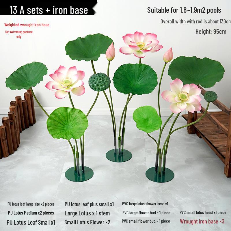 Artificial Lotus Leaf Pond Scenery Props with Stem for Stage and Landscape Photography