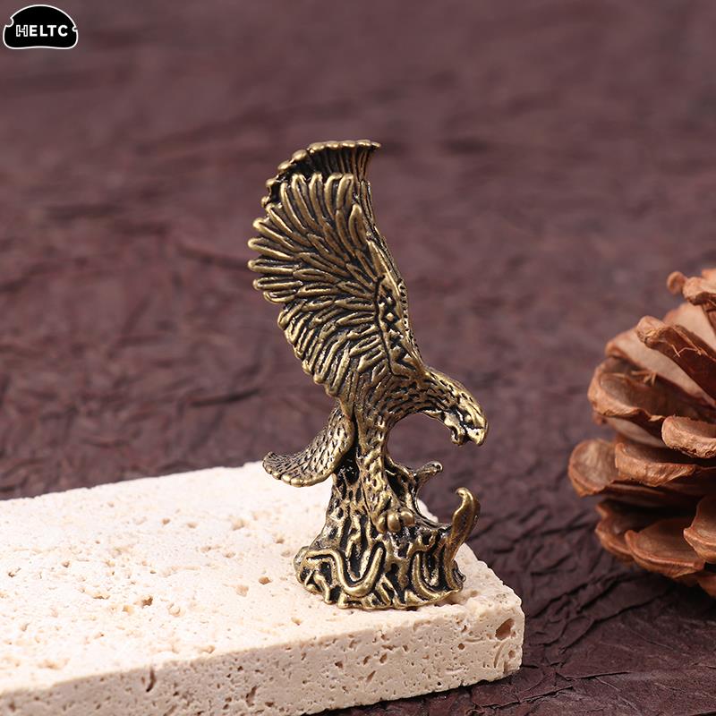 1PCS Antique Brass Eagle Crane Statue Small Ornaments Vintage Brass Animal Figurines Crafts Desk Home Decor Accessories Gifts