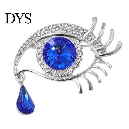 Electroplated Eye Accessory Bling Rhinestone Eyes Brooch Pin, Tear of Angel Lapel Pin Secure Clasp for Women, Sweater Cardigan Coat Suit Decoration