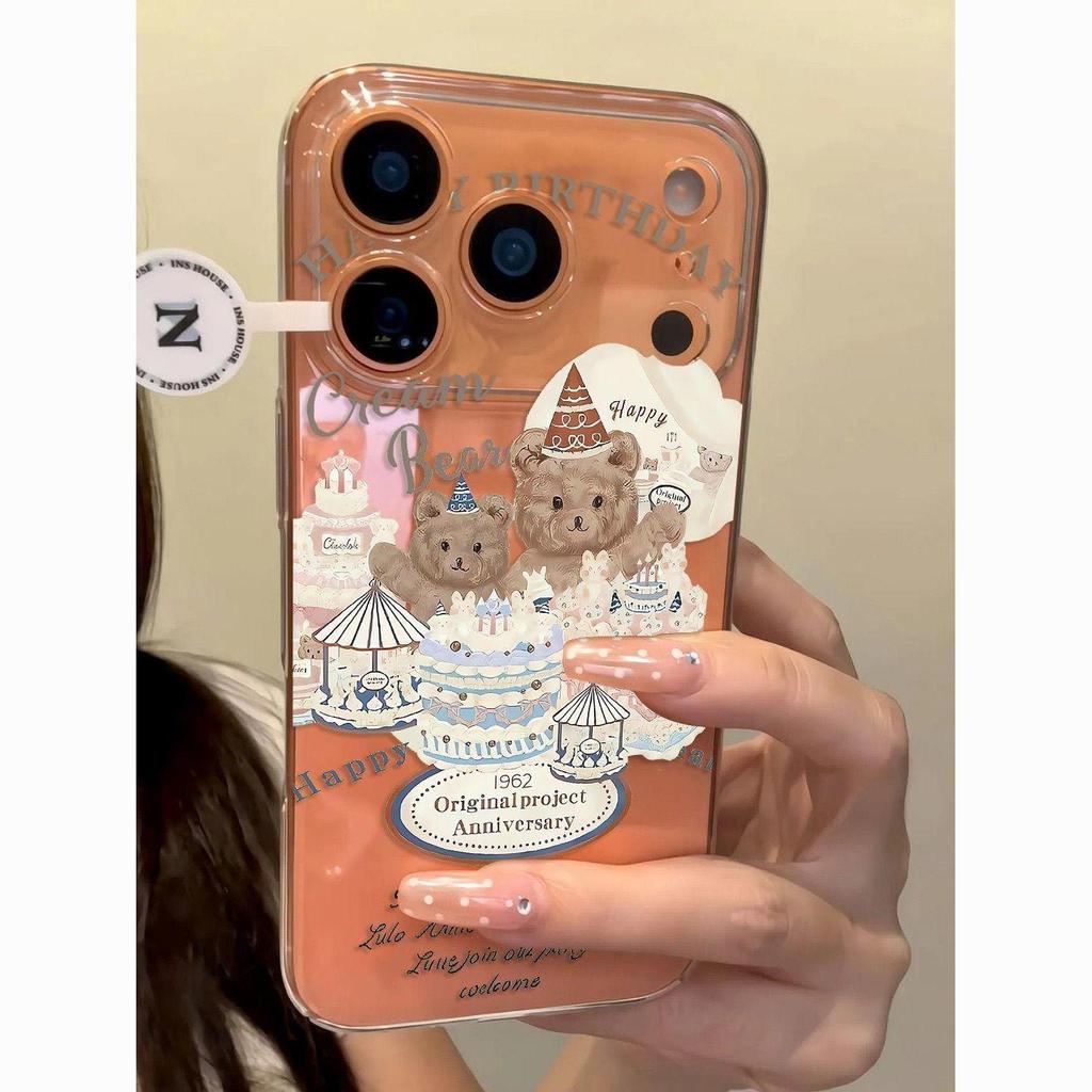 Transparent Cartoon Bear Case for iPhone 13Pro/14/15/16/XS/17ProMax