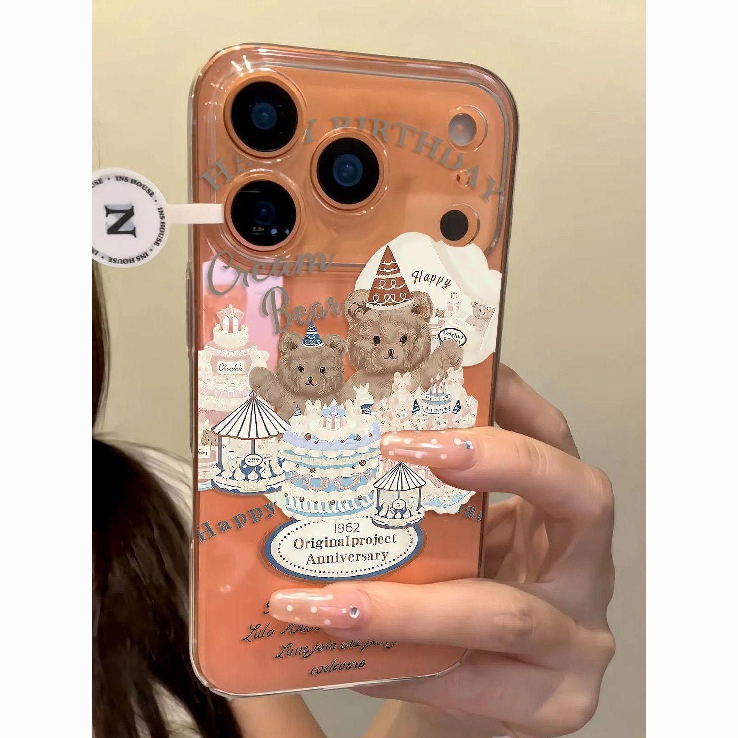 

Transparent Cartoon Bear Case for iPhone 13Pro/14/15/16/XS/17ProMax 8 PLUS