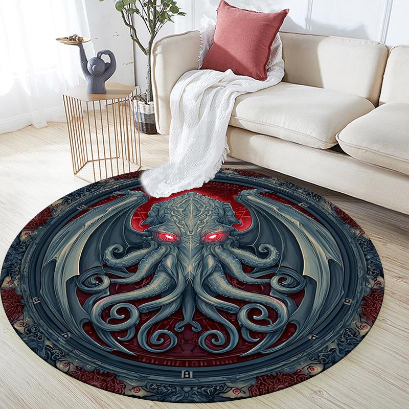 Octopus pattern round rug,Carpet Rug for Living Room Bedroom Sofa Playroom Decor,Non-slip Floor Mat,Holiday Gifts and Birthday Gifts