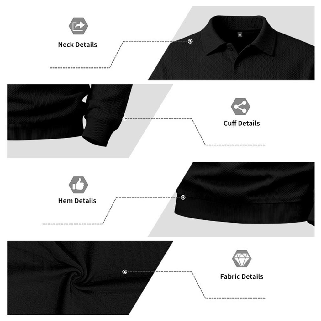Men's Business Casual Knit Pullover Sweatshirt with Lapel Collar Long Sleeve