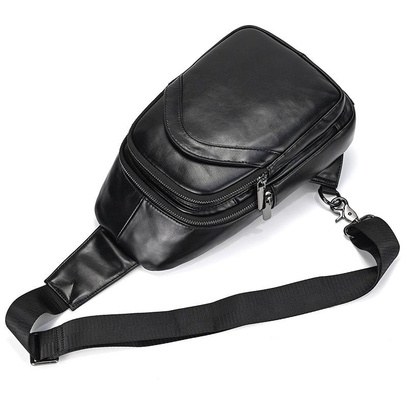 Newsbirds Casual Men's Chest Bag Genuine Leather Single Shoulder Cross Body Bag Soft Cow Leather Chest Pack For Men Slinig Bags