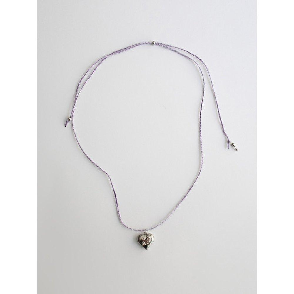 Clover Heart With Melange String Necklace (Purple)