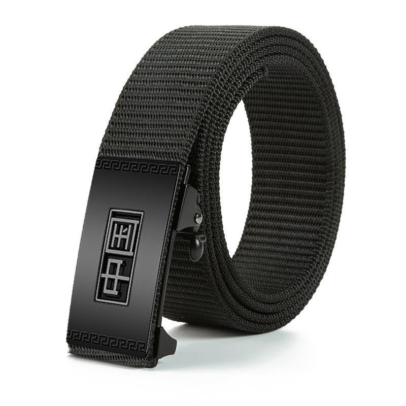 Men'S Toothless Automatic Buckle Woven Canvas Belt Belt Casual Nylon Tactical Pants Belt Military Training Outdoor Belt
